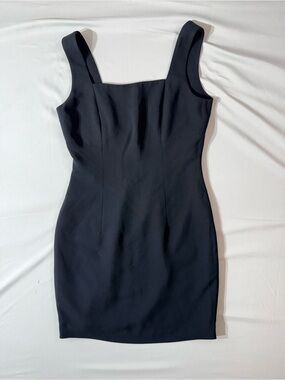 Vintage Andrea Polizzi for Rex Lester Black Square-Neck cocktail Dress 10 petite